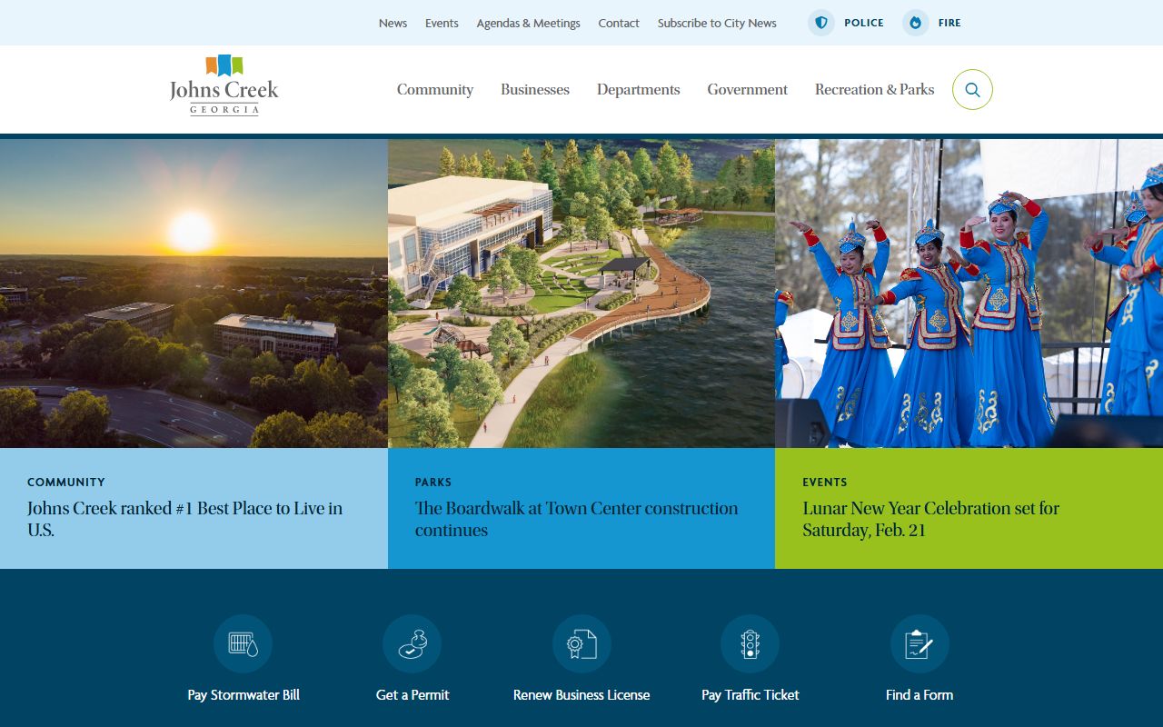 Johns Creek city website for arrest records information