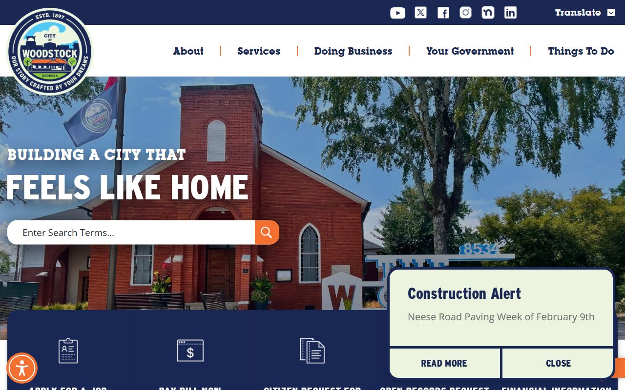 Woodstock city website for arrest records and police information