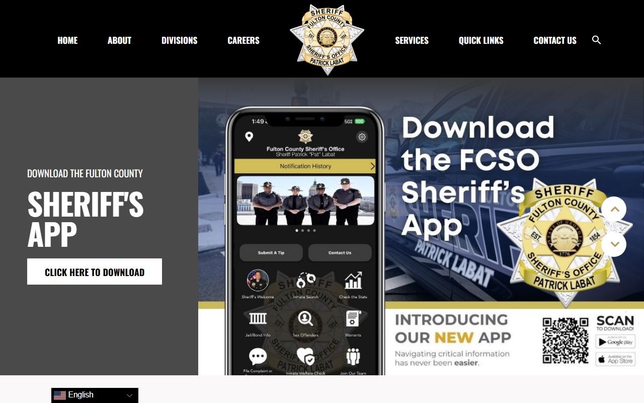 Fulton County Sheriff Office homepage for arrest records