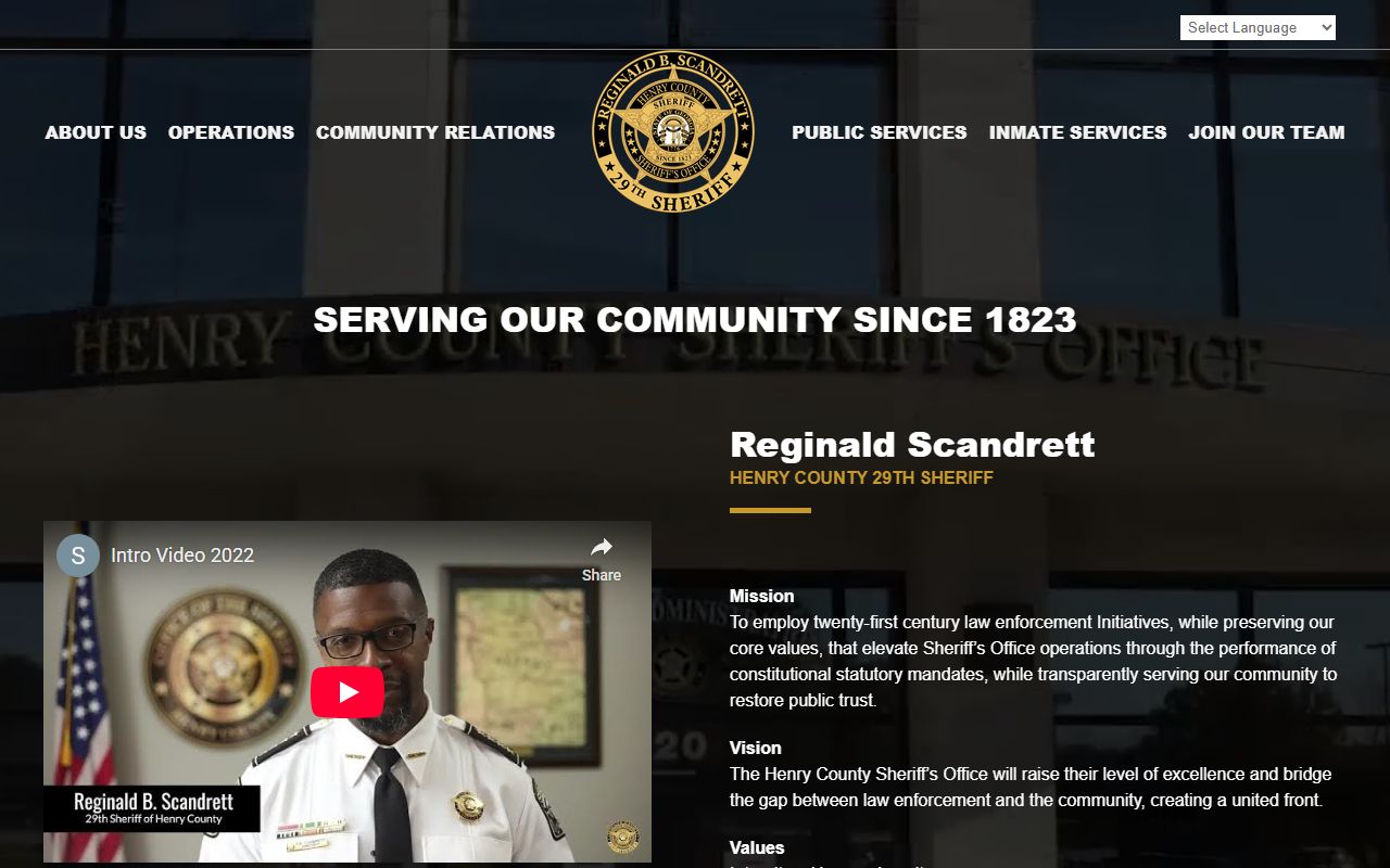 Henry County Sheriff's Office homepage for arrest records