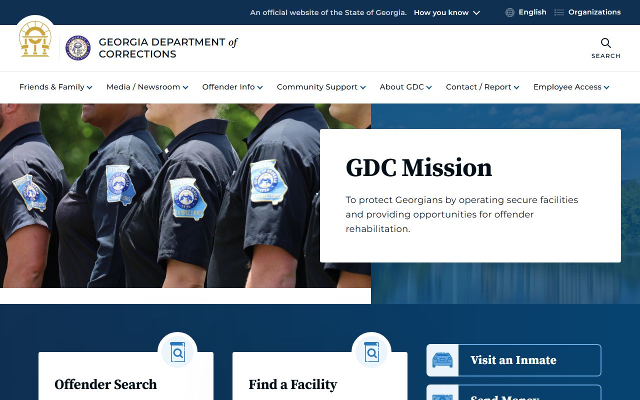 Georgia Department of Corrections homepage for arrest records