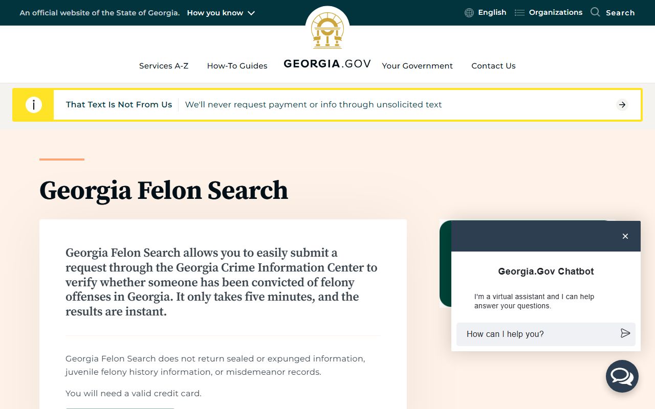 Georgia felon search page for arrest records
