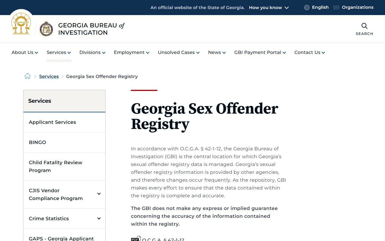 Georgia sex offender registry for arrest records